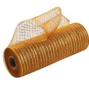 Deco Poly Mesh Ribbon Old Gold Metallic Foil 10in x30ft Roll Wreath Bows Decor